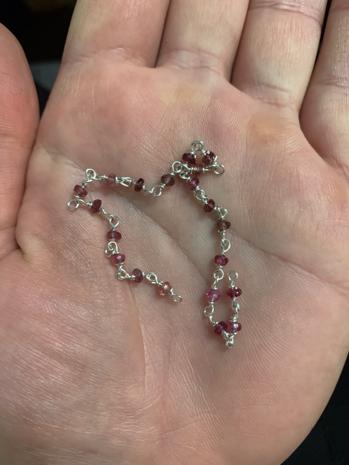 Tourmaline and silver bracelet with hand-formed links