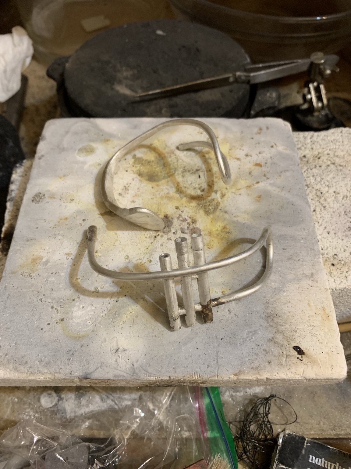 Trumpet cuff taking shape during bench fabrication