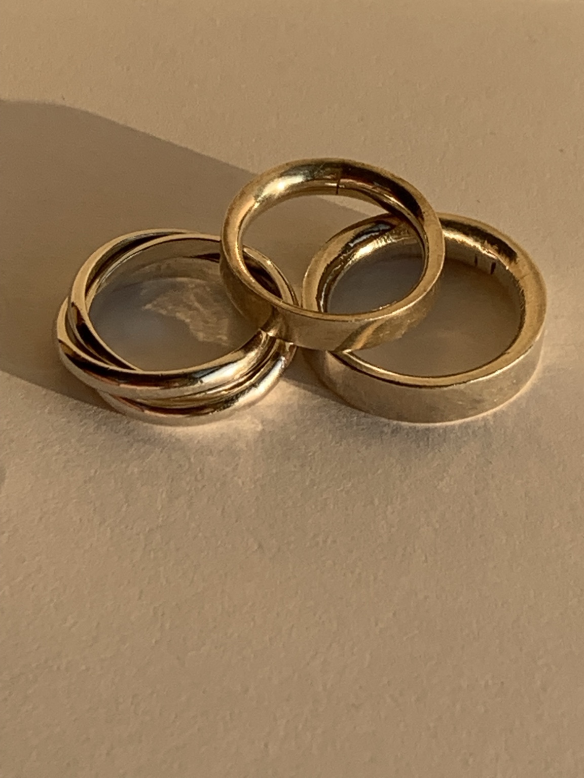 Group of polished stacking rings arranged together